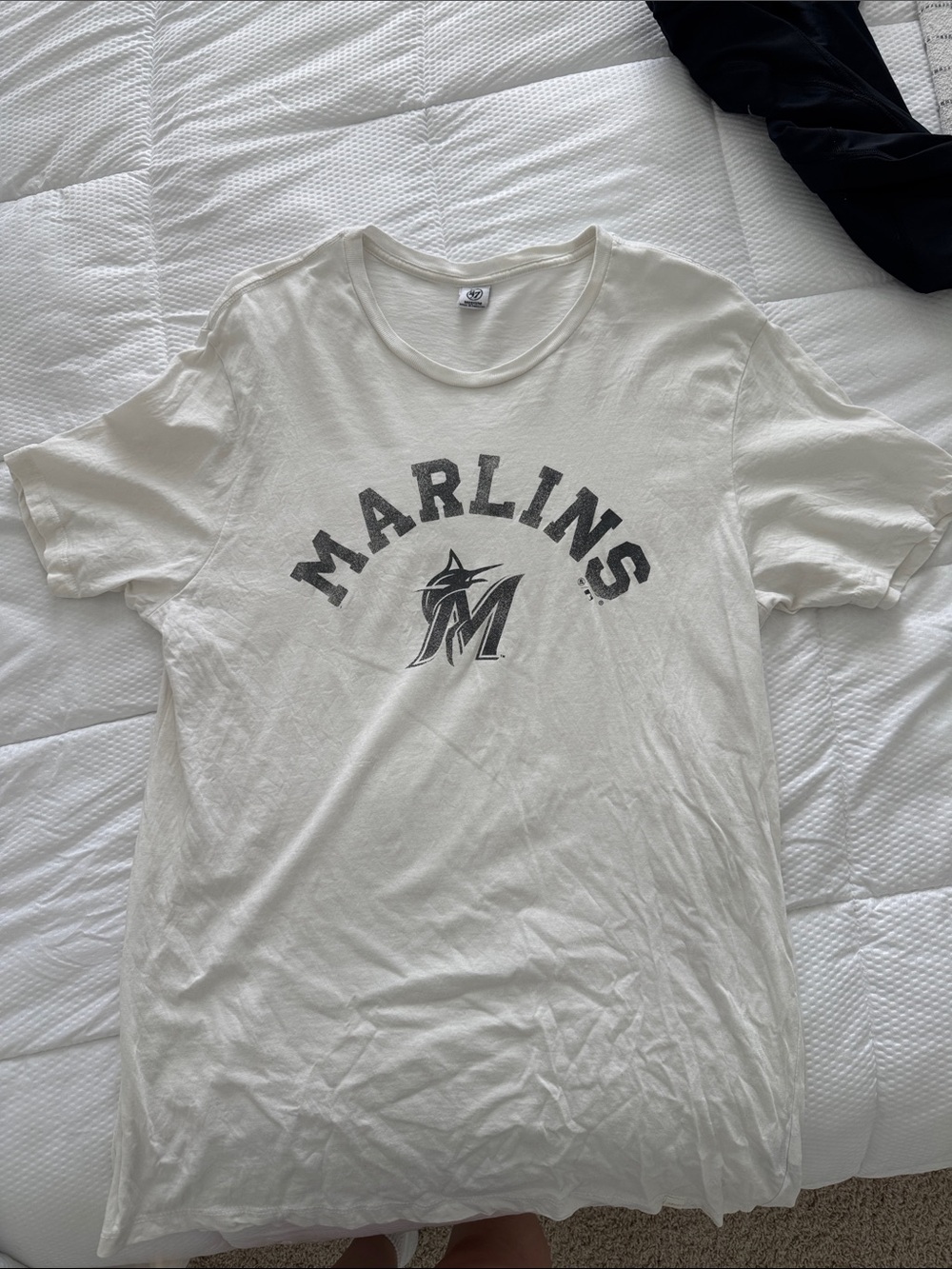 NWOT Marlins Graphic Crewneck T-Shirt - White